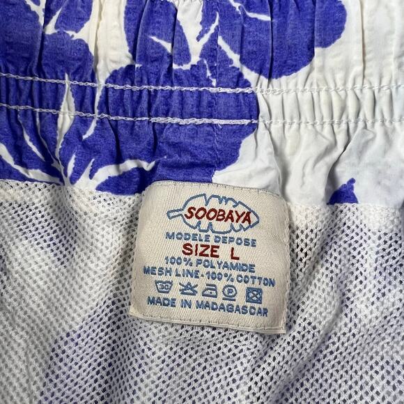 Soobaya Purple Hawaiian Flower Swim Shorts Trunks Men's size Large - Picture 10 of 11
